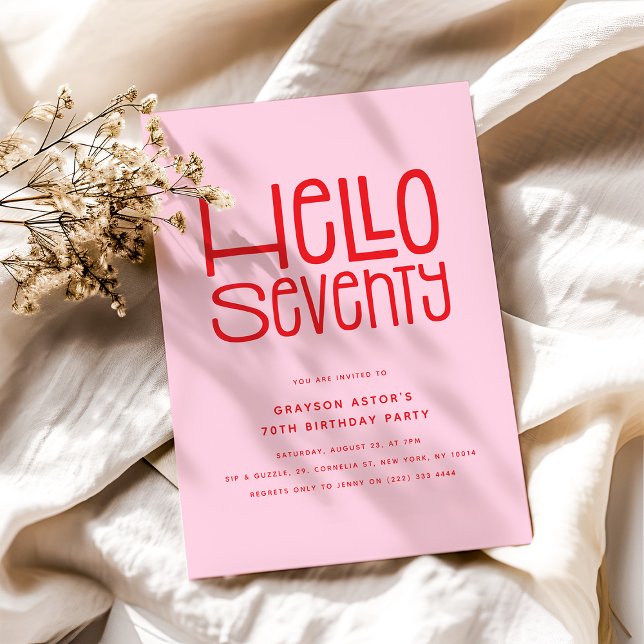 Invitation HELLO SEVENTY Moderne 70e anniversaire (Créateur téléchargé)