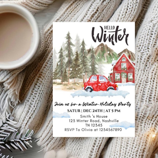 Invitation Hello Winter Holiday party -Snowflake Winter Party (Créateur téléchargé)