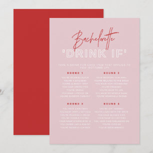 Invitation HENLEY Bachelorette rose et rouge Boire Si Jeu