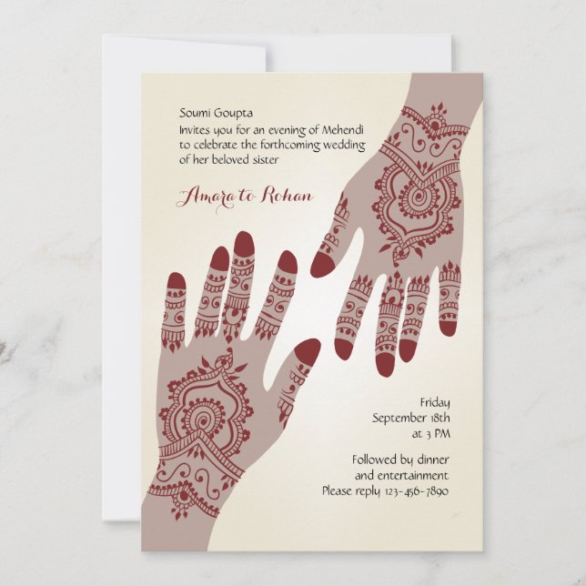 Invitation Henna Hands (Devant)