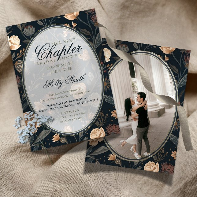 Invitation Her Next Chapter Dark Floral Bridal Shower (Her Next Chapter Dark Floral Bridal Shower Invitation)