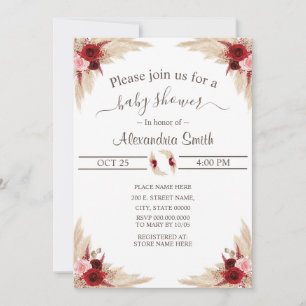 Invitation Herbe Boho Pampas   BABY SHOWER