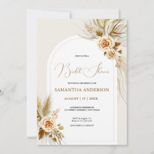Invitation Herbe de la pampa aquarelle boho Shower de mariage