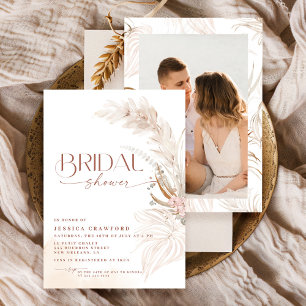 Invitation Herbe des Pampas Boho Floral Photo Enterrement de