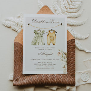 Invitation Herbe des Pampas Jumelles Vêtements de Bébé Garçon