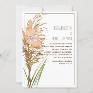 Invitation Herbe des Pampas Rustique sur Mariage Blanc