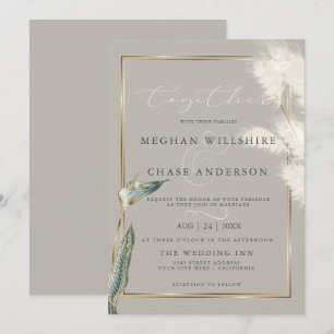 Invitation Herbe Smokey Turquoise Anthurium Pampas