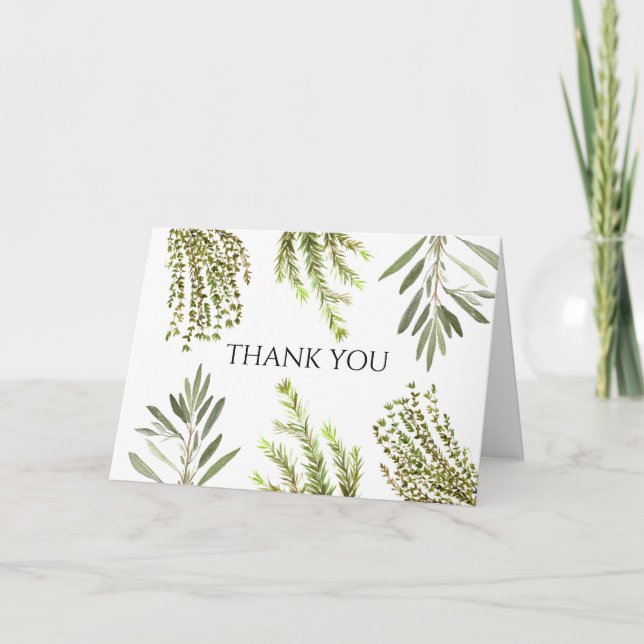 Invitation Herbes botaniques Rosemary Merci d'aquarelle (Devant)