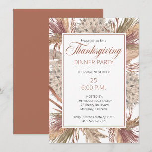Invitation Herbes séchées exotiques Boho Pampas Thanksgivin