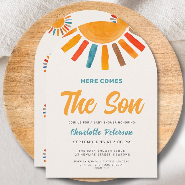 Invitation Here Comes the Son Sunshine Boy Baby Shower (Créateur téléchargé)