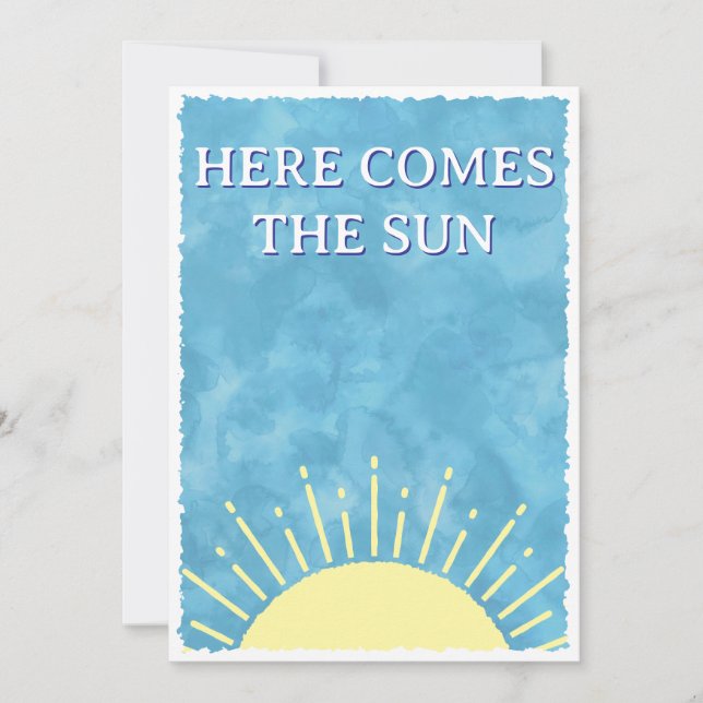 Invitation Here Comes The Sun Aquarelle Baby Shower Personnal (Devant)