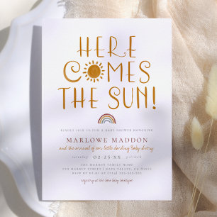 Invitation Here Comes The Sun Baby Shower Bohème Arc-en-cie