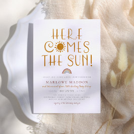 Invitation Here Comes The Sun | Baby Shower Bohème Arc-en-cie
