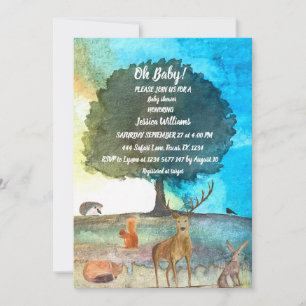 Invitation Hérisson Mignon Aquarelle Animaux de la Forêt Rena