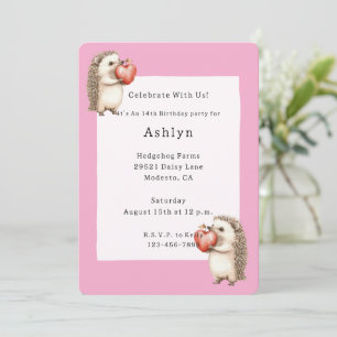 Invitation Hérissons Mignons Adorables Coeurs Anniversaire Ro