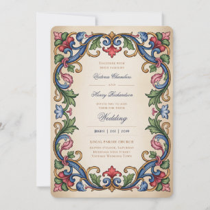 Invitation Héritage Mariage bijou or Renaissance médiévale