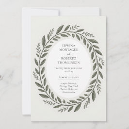 Invitation Heritage Olive Leaf Wreath Mediterranean Wedding