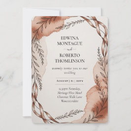 Invitation Heritage Terracotta Ribbon Botanical Wedding