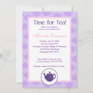 Invitation Heure de la Fête des mariées Tea Teapot (violet) 5