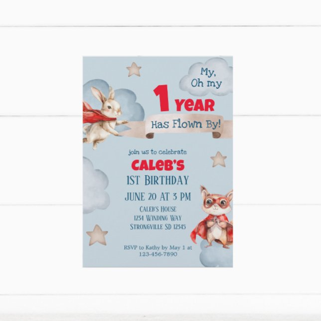 Invitation Heure des mouches Superhero Premier anniversaire (Créateur téléchargé)