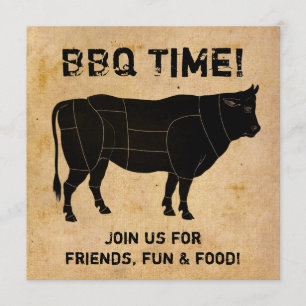 Invitation Heure du barbecue ! (arrière - plan de papier en d