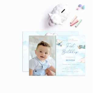 Invitation Heure Vol Avion 1er Anniversaire Fête Boy Photo