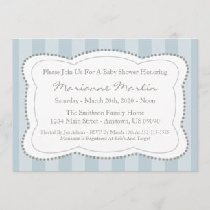 Invitation heureuse de baby shower de rayures