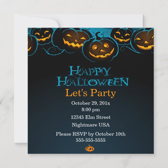 Invitation heureuse de citrouilles de Halloween (Devant)