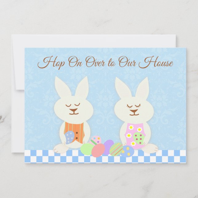Invitation heureuse de déjeuner de lapins de (Devant)