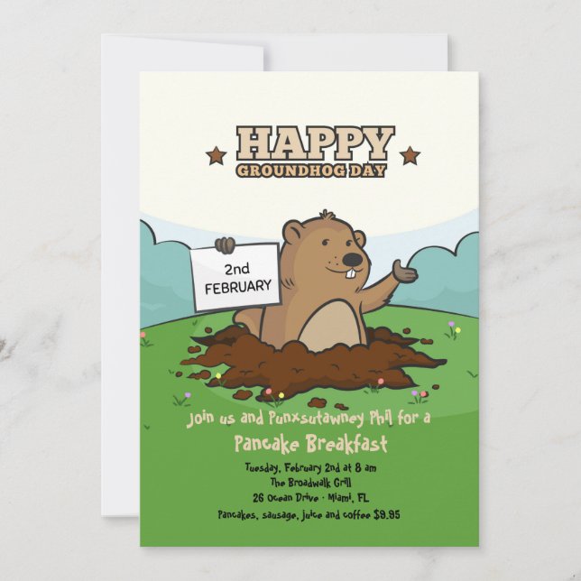 Invitation heureuse de Groundhog (Devant)