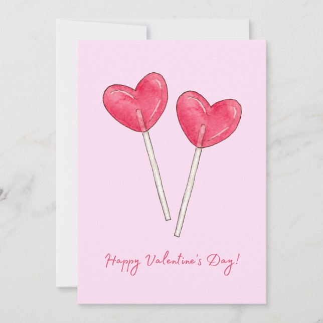 Invitation Heureuse Sainte-Valentin sucré bonbon coeur lollip (Devant)