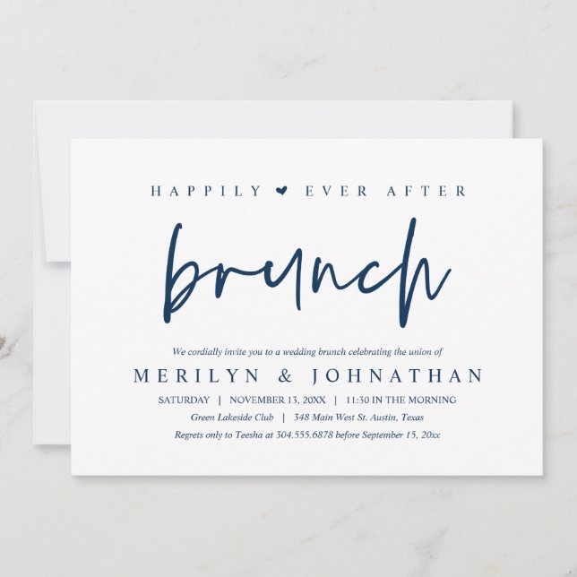 Invitation Heureusement Jamais Après Brunch Soirée de Mariage (Devant)