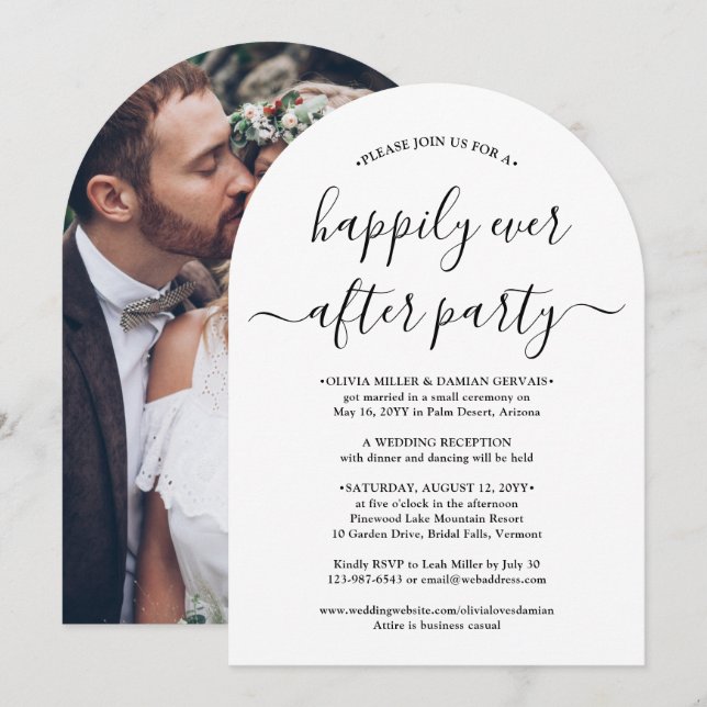 Invitation Heureusement Jamais après la fête du Mariage Photo (Devant / Derrière)