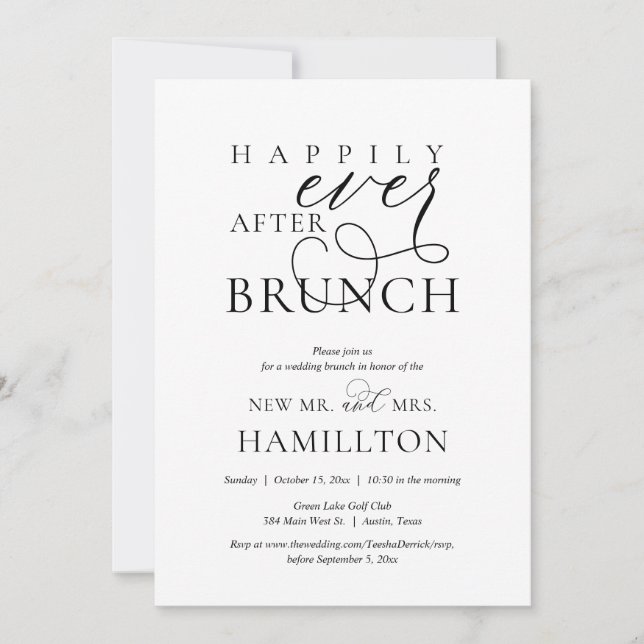 Invitation Heureusement Jamais après la mariage de poste Brun (Devant)