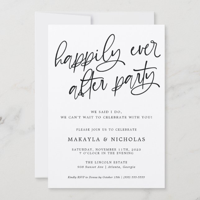 Invitation Heureusement Jamais Après La Réception De Mariage  (Devant)