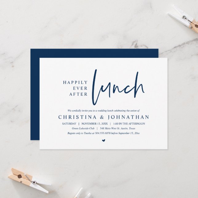 Invitation Heureusement Jamais Après Le Déjeuner Fête De Mari (Devant/Arrière en situation)