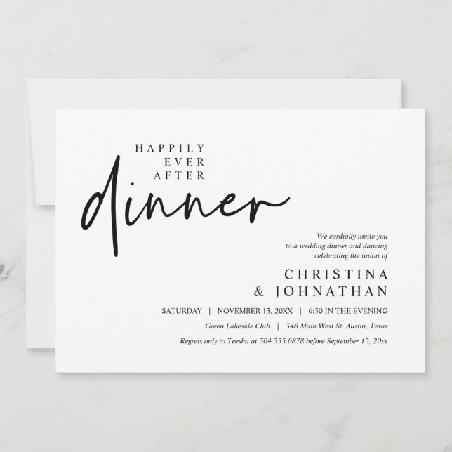 Invitation Heureusement Jamais Après Le Dîner Fête De Mariage (Devant)