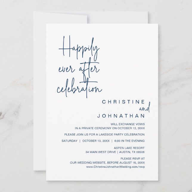 Invitation Heureusement Jamais Après, Mariage Elopement Céléb (Devant)