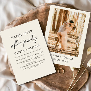 Invitation Heureusement Jamais Après Mariage Fête Minimaliste