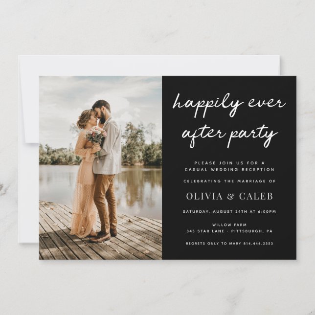 Invitation Heureusement Jamais Après Mariage Réception Invita (Devant)