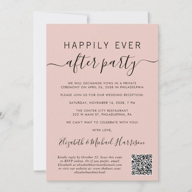 Invitation Heureusement jamais après QR Code Mariage Réceptio (Devant)
