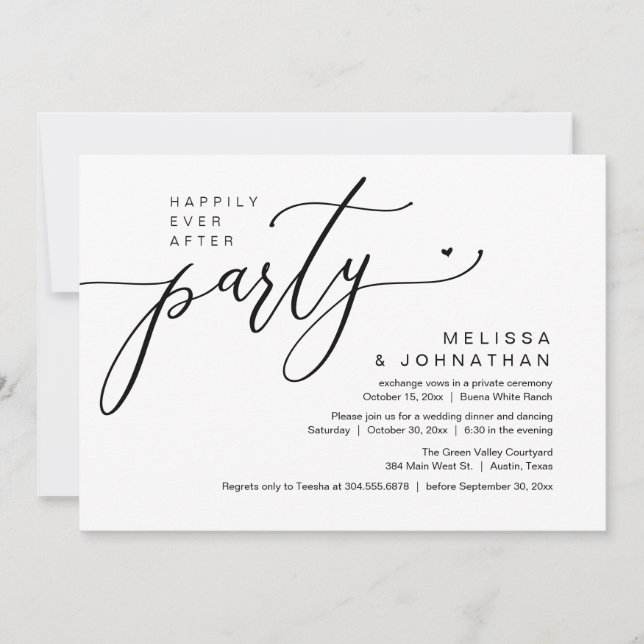 Invitation Heureusement Jamais Après Un Mariage De Fête Récep (Devant)