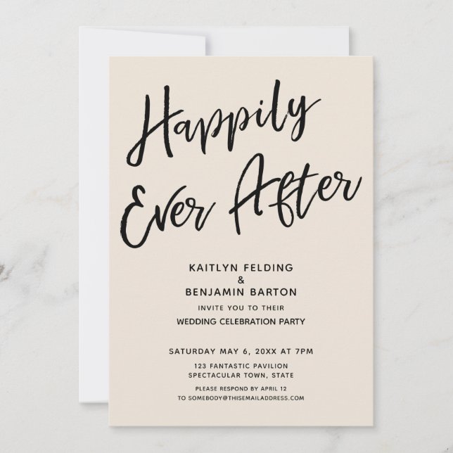 Invitation Heureux à jamais Fête décontractée après le mariag (Devant)