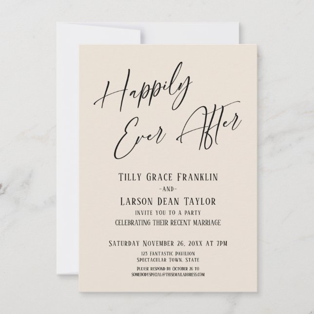 Invitation Heureux à tout jamais Crème Élégante Fête de Maria (Devant)