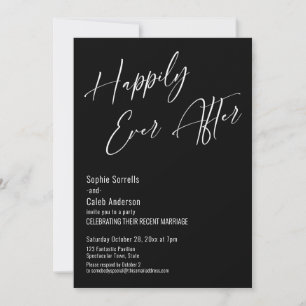 Invitation Heureux à tout jamais Élégance moderne Noir