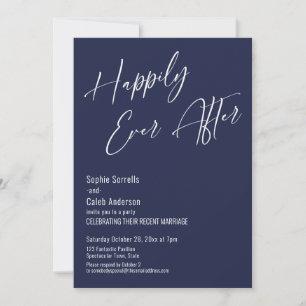 Invitation Heureux À Tout Jamais Élégant Moderne Bleu Marine