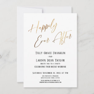 Invitation Heureux à tout jamais Or Élégante Fête de Mariage