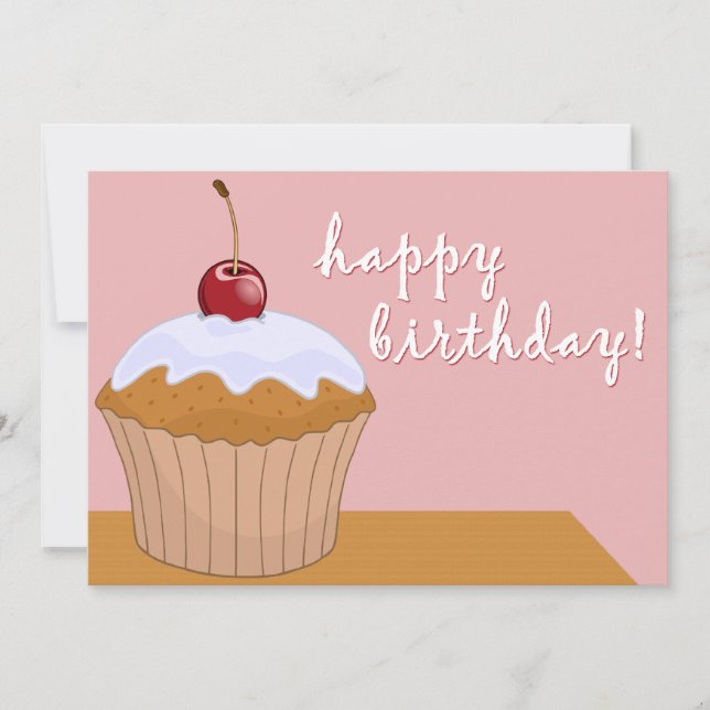 Invitation heureux anniversaire : cupcake géant : (Devant)