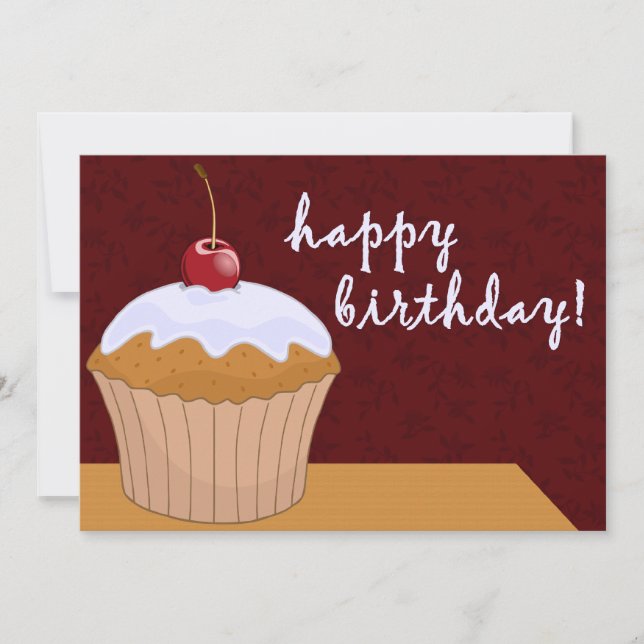 Invitation heureux anniversaire : cupcake géant : (Devant)