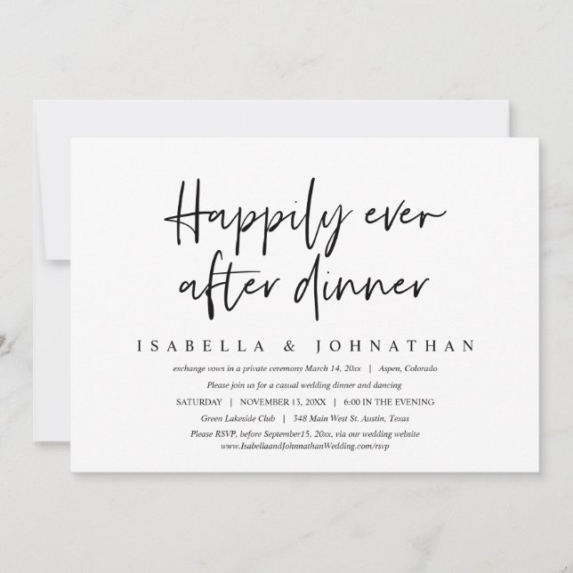 Invitation Heureux Après Le Dîner, Mariage Elopement (Devant)